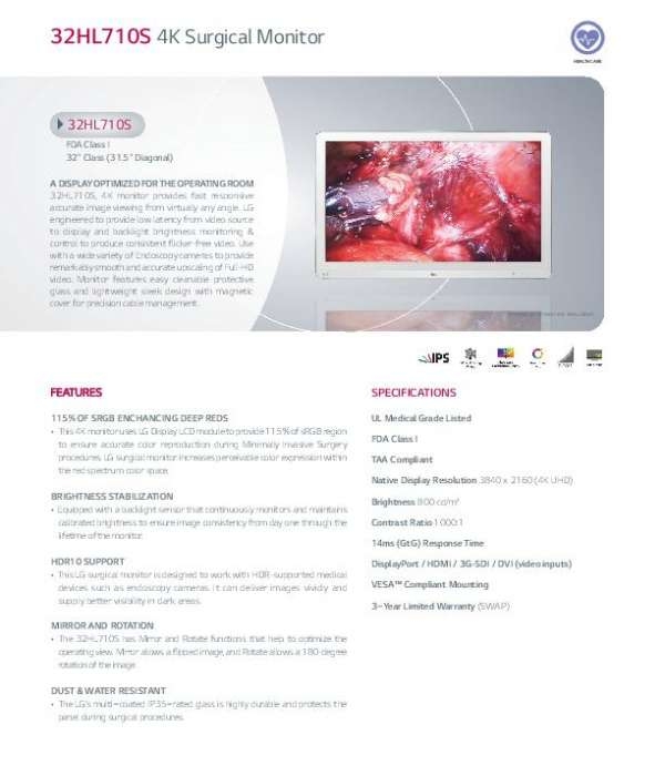32HL710S 4K Surgical Monitor